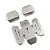 A set of three stainless steel skid plates for an RC car, featuring the Yeah Racing logo etched onto the metal surfaces.