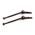 Two brown metal CVD driveshafts for RC cars, featuring a ball joint end and a threaded axle end, isolated on a white background.