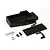 Kyosho black radio box set including a main plastic housing, lid, screws, clips, and small metal components on a white background.