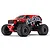 ARRMA Gorgon 4X2 Mega 550 RC Monster Truck in red, featuring large off-road tires and bold Gorgon branding on the side, isolated on a white background.