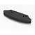 A black foam bumper for an RC car, featuring a curved shape and four mounting holes, isolated against a white background.
