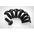 A set of eight black metal countersunk hex head screws arranged in a semi-circle on a white background.