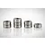 Eight metal shielded ball bearings arranged in small stacks on a white reflective surface.