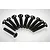 A set of ten black metal countersunk screws arranged in a semi-circle on a white background.