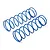 Two blue coil springs for an RC car shock absorber, shown from an elevated angle against a white background.