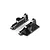 Two black anodized aluminium rear wing mounts for an RC car, featuring machined edges and multiple mounting holes.