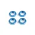 Four blue anodized aluminium hex wheel nuts arranged in a two-by-two grid against a white background.