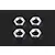 Four silver aluminium hexagonal wheel nuts arranged in a two-by-two grid on a dark background.
