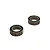 Two small metal ball bearings with black rubber seals, shown from an angled perspective against a white background.