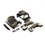 Losi 1/10 Heat Wave F100 body shell set in black and gold, featuring multiple pre-painted body panels, decals, and small mounting hardware.