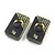 Two rectangular Yeah Racing 5g black brass chassis balancing weights with gold text and central mounting holes on a white background.