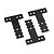 Three T-shaped graphite suspension plates for RC cars, featuring a woven carbon fiber pattern and multiple mounting holes.