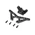 Losi carbon fibre rear shock tower kit including a carbon plate, a black plastic mount, and four small hex screws on a white background.