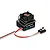 Hobbywing XR10 Justock G3 60A sensored brushless ESC with cooling fan and power switch on a white background.