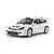 A studio shot of a white 1/10 scale Tamiya Ford Focus RS RC car on a white background.