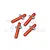 Four orange anodized aluminium RC body posts with silver metal cross-pins arranged on a white background with a faint GPM Racing logo.