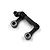A black anodized aluminium RC steering bell crank assembly with two ball bearings installed, isolated on a white background.