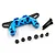 Yeah Racing blue aluminium and carbon fibre shock mount with included screws and spacers on a white background.