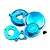 Blue anodized aluminium gear cover and motor mount set by Yeah Racing for RC cars, including two small black screws.