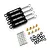 Four black Yeah Racing internal shock absorbers with silver shafts, accompanied by brass bushings, O-rings, and springs on a white background.