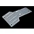 A silver aluminium front skid plate for an RC car, featuring a machined design with countersunk screw holes, set against a plain black background.