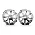 Two shiny chrome HPI Racing Work Emotion XC8 RC car rims shown side-by-side against a white background.