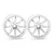 Two white HPI Work Emotion XC8 RC car rims shown from a front-facing angle against a white background.