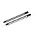 Two silver metal RC shock shafts with threaded ends on a white background.