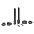 XRAY RC rear body post set including two vertical posts, mounting plates, washers, and metal pins on a white background.