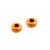 Two orange anodized aluminium adjustable body post stop nuts for RC cars, shown on a white background.