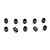 A set of ten small black metal shoulder pivot balls for RC car suspension, arranged in two rows on a white background.