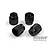 Four black anodized aluminium set-up system nuts from Hudy, featuring a knurled grip surface, arranged on a white background.