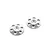 Two silver aluminium rear wing shims with a circular design and multiple holes, isolated on a white background.