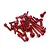 A pile of red anodized aluminium socket head screws for RC transmitter upgrades.