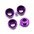 Four purple anodized aluminium servo washers arranged on a white background.