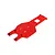 A red anodized aluminium rear main chassis plate for an RC vehicle, featuring multiple mounting holes and cutouts.