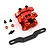 A red anodized aluminium gearbox cover for a Tamiya TT-02 RC car, including a carbon fibre shock mount and various mounting screws and spacers.