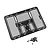 A flat sheet of black stainless steel window mesh for RC cars, featuring various rectangular grid sizes, accompanied by a small pile of black mounting screws.