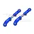 Two blue anodized aluminium and stainless steel RC rear upper links by GPM Racing, featuring 7075-T6 markings.