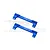Two blue anodized aluminium GPM Racing crossbar shock mounts for RC cars, featuring engraved branding and material grade 7075.