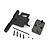 Traxxas Telemetry Expander Mount kit including two black plastic mounting plates, four screws, two nuts, and a drill bit on a white background.