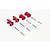 GPM Racing red aluminium servo mounts and included screws on a white background.
