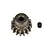 A 15-tooth metal pinion gear with a separate black grub screw on a white background.