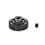 A dark grey aluminium 33T pinion gear with a small grub screw placed next to it on a white background.