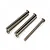 Five silver-coloured titanium button head screws arranged diagonally on a white background.