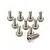 A set of ten silver-coloured titanium button head screws with coarse threads, arranged on a white background.