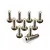 A group of ten silver-coloured titanium countersunk head screws arranged on a white background.
