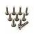 A set of ten silver-coloured titanium countersunk head screws with hex drive sockets, arranged on a white background.