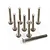 Ten silver-coloured titanium countersunk head screws arranged in a group on a white background.