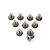 A set of nine small titanium countersunk head screws with hex drive sockets arranged on a white background.
